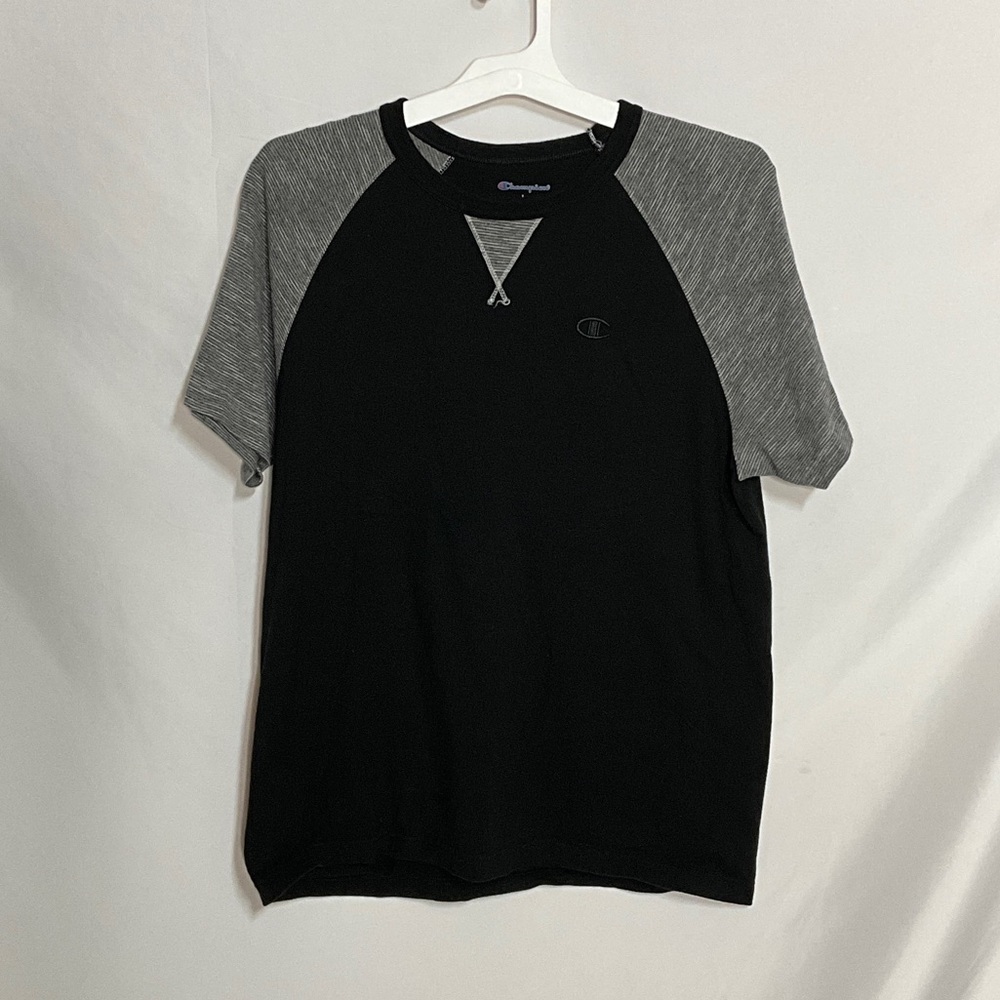 Champion Black and Gray Raglan Short Sleeve Tee